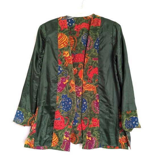 Patchington Cat Blazer Jacket Oversized Womens Small Boho Artsy Quirky Whimsical - Picture 7 of 12